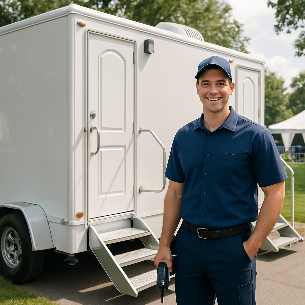 Service trucks preparing Kentucky porta potty servicing routes for Louisville and Lexington jobs